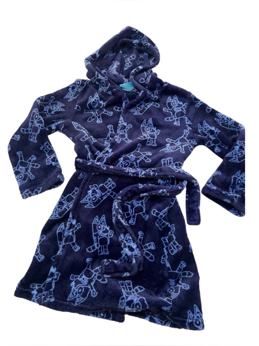 Bluey Navy Blue Kids Hooded Robe - Plush Bathrobe - Picture 2 of 3